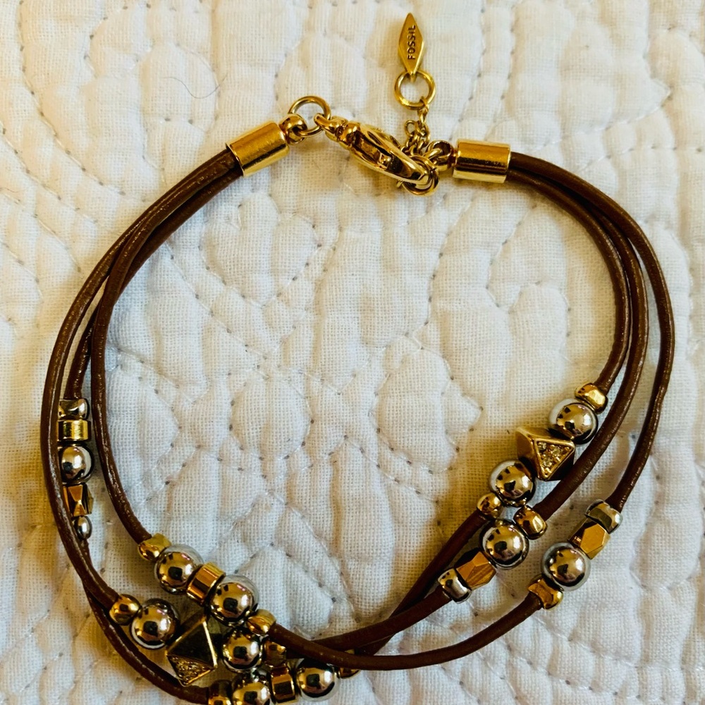 Fossil leather beaded bracelet